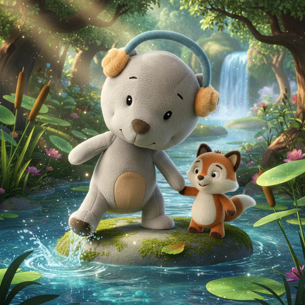 Lenabo Hörspiel „Zwei Freunde und das plätschernde Wasser“ von Lenabie Aaron (Freundschaft) – liebevolles Kinderhörspiel ab 3 Jahren über Zusammenhalt und Vertrauen, zwei beste Freunde entdecken am Bach das beruhigende Plätschern des Wassers und erleben ein kleines Naturabenteuer, kindgerechte Geschichte über Mut, Teamarbeit und Freude an der Natur, mit sanften Wassergeräuschen, Vogelstimmen und entspannender Musik, fördert soziale Kompetenzen, Empathie und Fantasie, ideal als Einschlafgeschichte